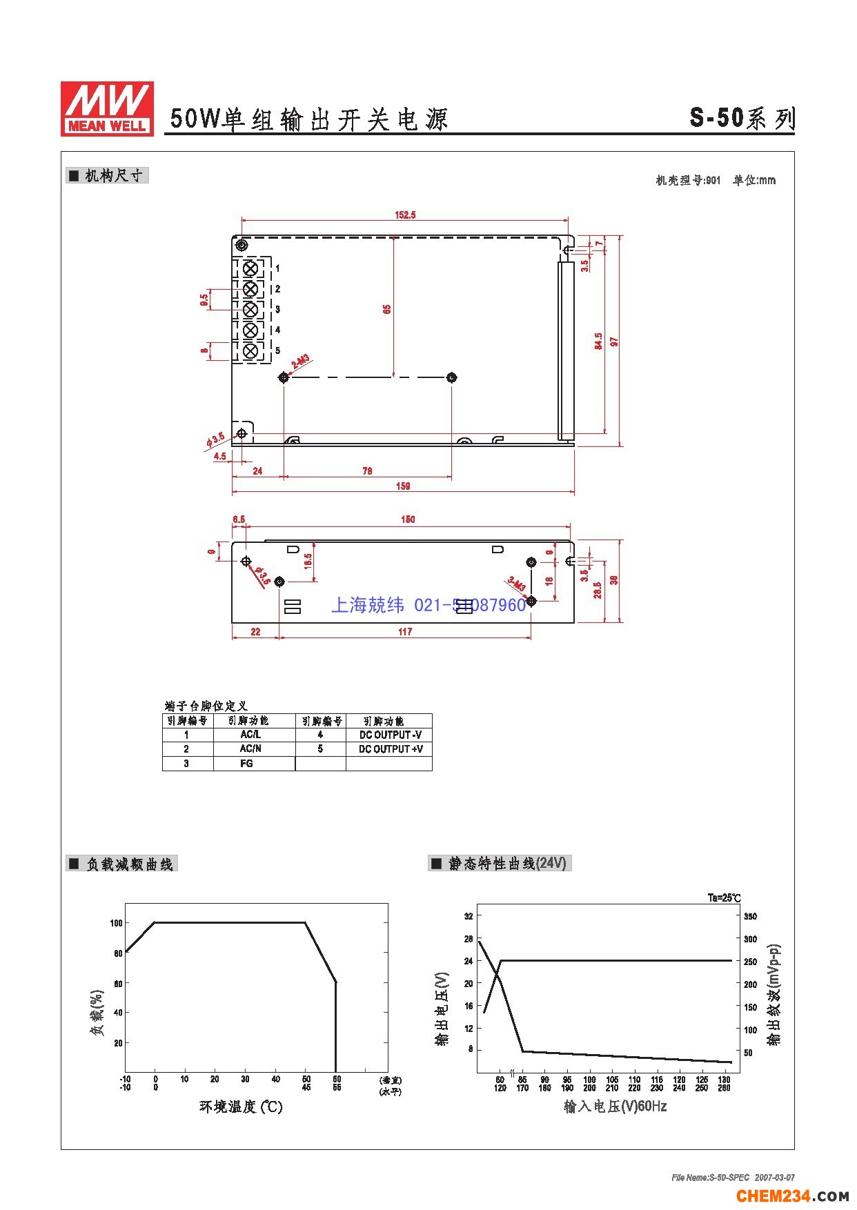 開(kāi)關(guān)電源上海兢緯（G1系列經(jīng)濟(jì)型）S-50詳細(xì)規(guī)格書